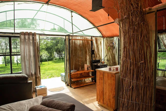 Bright living space with panoramic windows